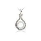 Circle 925 Sterling Silver Pendant With White Ceramic , Rhodium Plated CSP0588 thumbnail-1