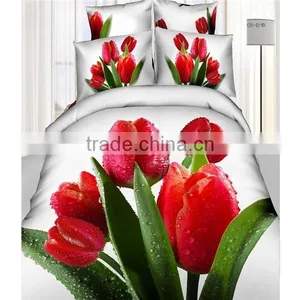 2016 New Style 13372 40*40s Reactive Printed Big 3D Rose Bedding Sets thumbnail-2