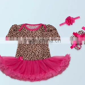 2017 3PCS Baby Sets Leopard Printing Romper, Romper+ Headband+one Pair of Shoes thumbnail-2