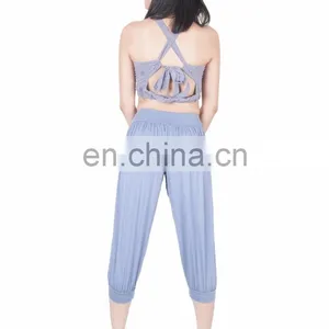Women's Solid Capri Yoga Pants Rayon Spandex Harem Palazzo Trousers thumbnail-6