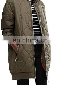Chinese Manufacturer Padded Quilted Longline Bomber Jacket thumbnail-4