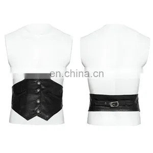 Men's Underbust Black Leather Buttoned Corsage Belt Punk Rave S-211 thumbnail-1