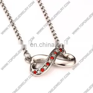 Cheap Wholesale Stainless Steel Infinity Women's Crystal Pendants Charms Necklaces Wedding Jewelry Gifts thumbnail-2