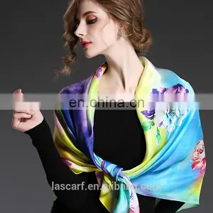 Digital Printing New Women's Fashion Lady Silk Scarf Shawl thumbnail-3