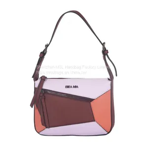 Hot Fashion Small Saffiano Faux Leather Contrast Colorful Handbags Shoulder Top Handle Satchel Bag thumbnail-1