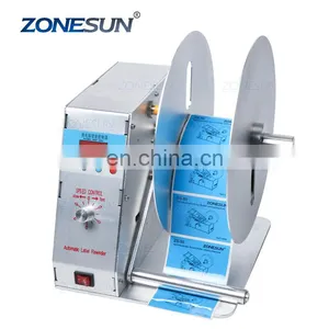 ZONESUN Digital Automatic Label Rewinder Clothing Tags Barcode Stickers Winding Machine Volume Label For Supermarket thumbnail-1