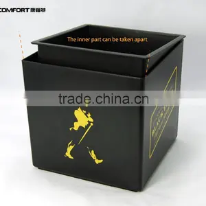 Square Double Layer Small Black Drink Plastic Ice Buckets With Lid thumbnail-3