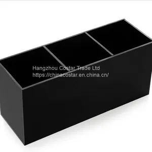 3 Slot Acrylic Cosmetics Brushes Storage Box Clear Makeup Brush Holder Organizer thumbnail-4