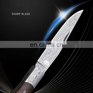 Folding Blade Knife Damascus Stainless Steel Pocket Knife Camping Knife With Olive Wood Snake Wood Ebony Handle for Outdoor thumbnail-1