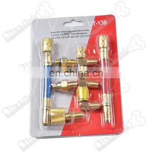 Auto Air Conditioner Adapter Kit Include Vacuum Hose Connector Brass Adapter CT-138 CH-138 thumbnail-1