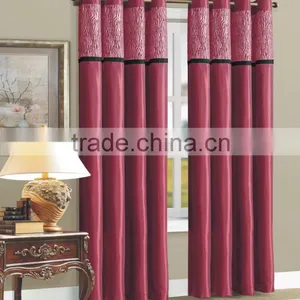 1PC Faux Silk Solid Panel Curtains Designs With 8 Grommets Living Room Curtains thumbnail-1