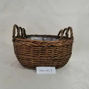 Hanging Flower Pots High Quality Small Black Wicker Basket thumbnail-2