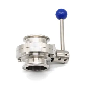Food Grade Stainless Steel Butterfly Valve Welded Manual Sanitary Welding Powder Butterfly Valve for Milk Tank thumbnail-5