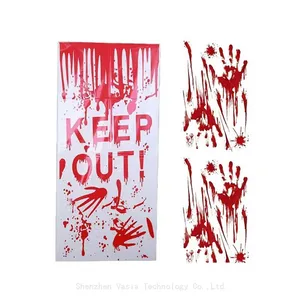 Bulk Bloody Handprint Stickers for Halloween Haunted House Bathroom Window Wall Decorative Decals thumbnail-3