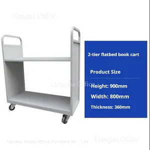 Heavy-Duty White Book Trolley for Libraries – Large Capacity, Easy-to-Move Design With V-Shaped Shelves for Efficient Book Organization thumbnail-2