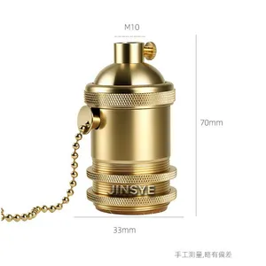 E26 Solid Brass Lampholder Light Bulb Lamp Socket With Pull Chain thumbnail-1