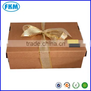 Ribboned Brown Card Gift Box Packed With Shredded Paper thumbnail-1