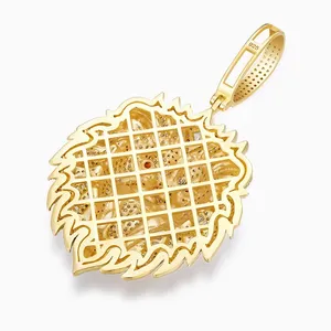 Shining Star Jewelry 925 Solid Silver Iced Out Diamond Lion Head Pendant thumbnail-2