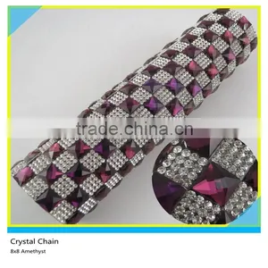 24*40 cm Hotfix Square Glass Rhinestone Mesh Sheet 8*8 mm Black thumbnail-4
