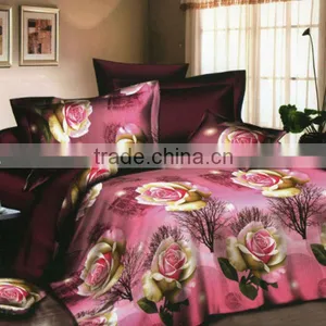 100% POLYESTER IMITATED REACTIVE PRINTING FLOWER PINK-COFFEE COLOR 3D BEDDING SETS thumbnail-1