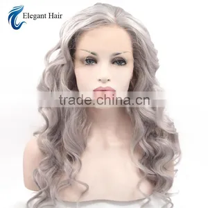 Alli Express Long Style Synthetic Wig 1b Grey# Body Wave Lace Front Wig thumbnail-1