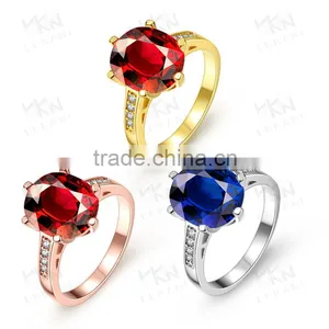 18k Plated Luxury Sapphire Gemstone Women Engagement Wedding Rings thumbnail-1