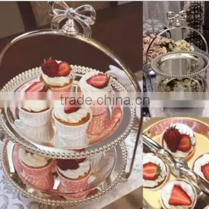 AN326 ANPHY European Style Noble Double Wedding Cake Fruit Dessert Four Sizes Metal Plate Stand Display 37.5*29*21cm thumbnail-1