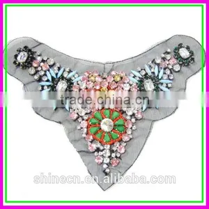 Factory ODM OEM Garment Parts,Big Crystal Glass Stone Cloth Collar,handmade Net Cloth Fake Collar thumbnail-1