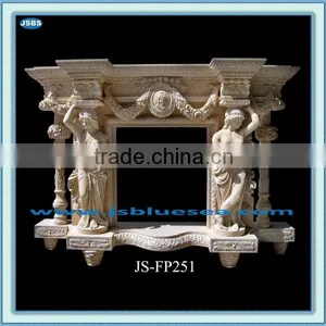 Woman Carved Carrara Marble Fireplace thumbnail-1