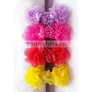 Set of 4 --shabby Chiffon Flower Wholesale-sequin Hair Bow-butterfly Shabby Trim thumbnail-1