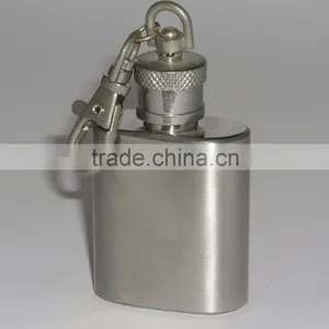 1oz Mini Type and Metal Body Material Stainless Steel Hip Flask With Keychian and Laser Logo thumbnail-2
