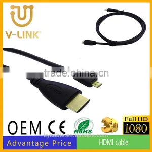 Full 1080P 3D Supported Micro Hdmi Cable, 1.5m/5ft HDMI to Micro HDMI M/m Cable for HDTV/mobile Phone thumbnail-1