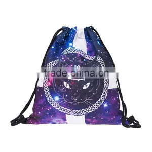 Brand New 3D Printed High Quality Wholesale Drawstring Backpack thumbnail-1