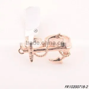 Double Finger Anchor Gold Personalized Ring thumbnail-1