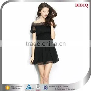 Sexy Simple Design Black Chiffon Off Shoulder In Stock Casual Dresses thumbnail-1