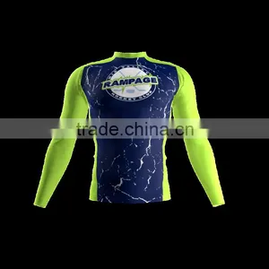 Polyester Spandex Long Sleeves Rampage Compression Shirt/Rash Guard With Club Logo Player Name and Numbers at Sleeves thumbnail-1