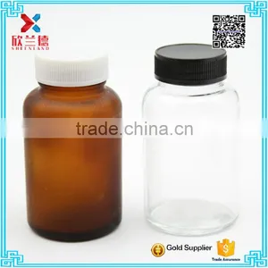 Amber and Clear Cylinder Glass Pharmaceutical Pill Bottle 130ml thumbnail-1
