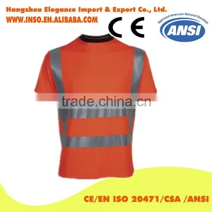 Hi-vis Safety Orange Long Sleeve Shirts Ansi Short Sleeves Reflective Safety T-shirt thumbnail-2