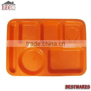 Professional Orange Divided Melamine Food Serving Tray Plate thumbnail-1