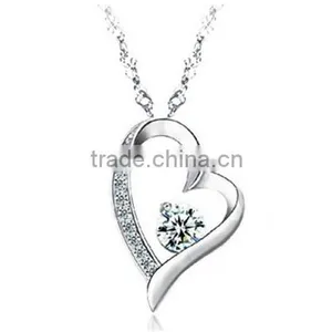 Silver Heart Necklace Crystal - Stylish Crystal Pendant Fashion Designer Jewelry Gift for Valentine's Day thumbnail-2