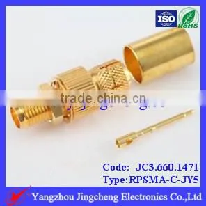 Bulkhead Reverse Polarity SMA Female Body With Male Pin Crimp SYV-50-5-1 SFF-50-5 thumbnail-1