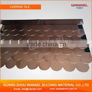 Wanael Durable 0.1mm Pure Copper Sheet Asphalt Based Copper Fish Scale Roof Tile thumbnail-3