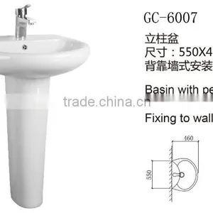 GC-6007 China Sink With Pedestal ChaoZhou Wholesaler Wash Basin With Stand thumbnail-2