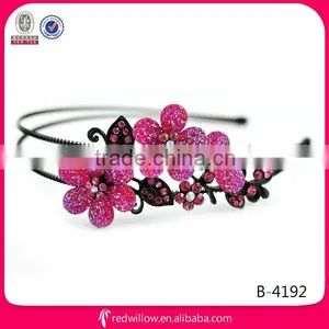 2014 New Fashion Red Crystal Flower Hair Extensions Headband thumbnail-1
