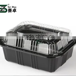 Black Plastic Rectangle Food Container / Disposable Sushi Box /plastic Storage Box thumbnail-1