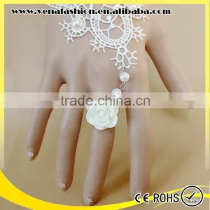 White Pearl Slave Bride Braclet, Pearl Lace Bracelet thumbnail-4