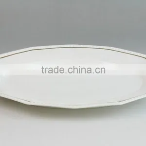 Tableware White Gold Rim Embossed Bulk Custom Ceramic Plates thumbnail-4