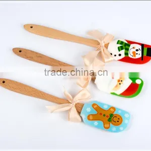 Silicone Head With Wooden Handle Custom Spatula for Christmas Gifts Cooking Silicone Spatula thumbnail-1