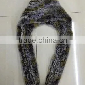 Wholesale Rex Rabbit Hoodie Muffler Shawl Scarf for Woman thumbnail-4