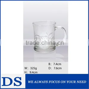 High Quality Glass Coffee Mug / Tea Mug / Juice Mug With Carved Flower thumbnail-1